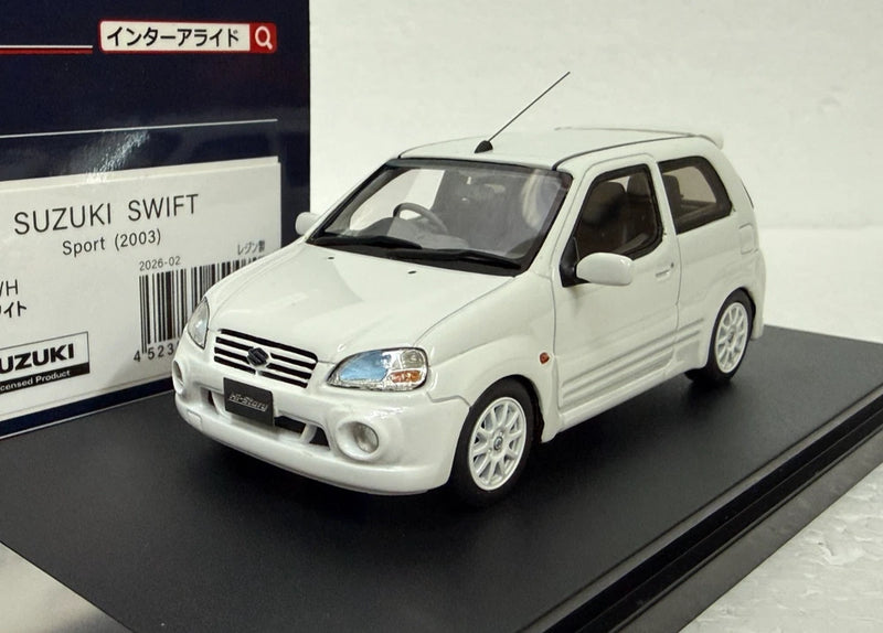Hi Story 1:43 scale Suzuki Swift Sport model car, white front 3/4 view