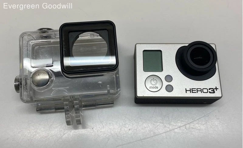 GoPro HERO3+ action camera with clear case and front control panel