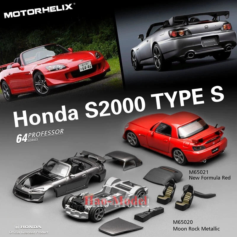 MOTORHELIX 1:64 Honda S2000 Type S Car model Alloy Diecast Ornaments adults Toys