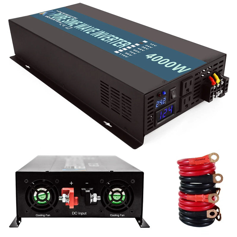 Pure Sine Wave Inverter 4000 Watt 24V DC to AC Power Converter Truck Off Grid RV