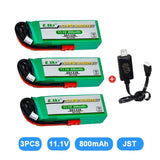 3pcs 3s Lipo Battery 11.1v 800mah 20c Helicopter Ek1-0188 Lama E020 For Rc Truck