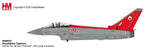 1/72 scale RAF Typhoon model aircraft, red and gray with RAF 56 Sqn markings