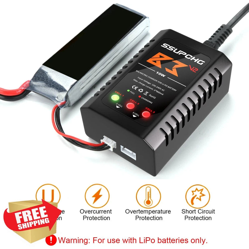 SSUPCHG 2S 3S LiPo Battery Balance Charger XHR RC Toy Model Battery
