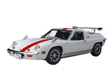 1:18 die-cast sports model car, white with red racing stripe and rear spoiler.