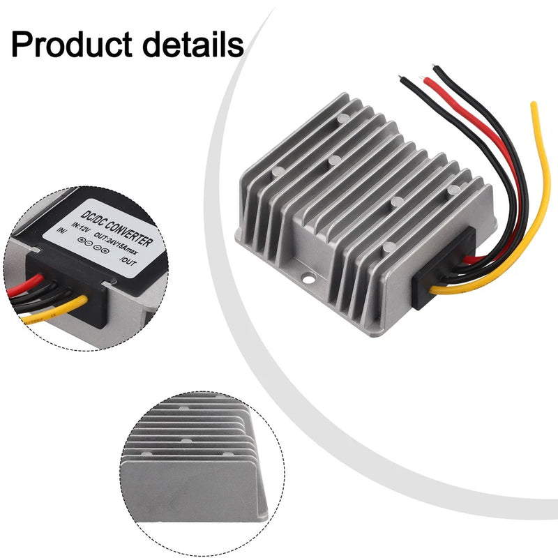 15A Waterproof DC Power Converter from 12V to 24V for Harsh Environments