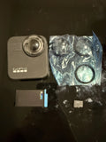 GoPro Max 360 HD Camera - back LENS SCRATCHES with lens covers and 4gb SD card