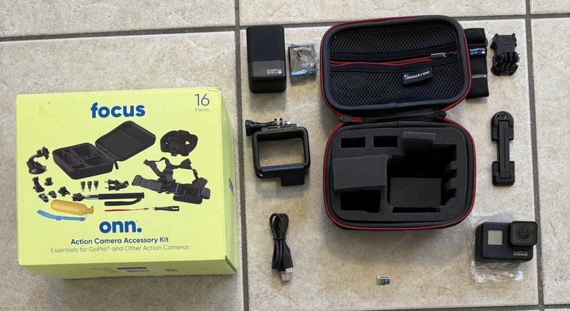 GoPro Hero Black 7 waterproof action camcorder kit with case, mounts, chargers, batteries