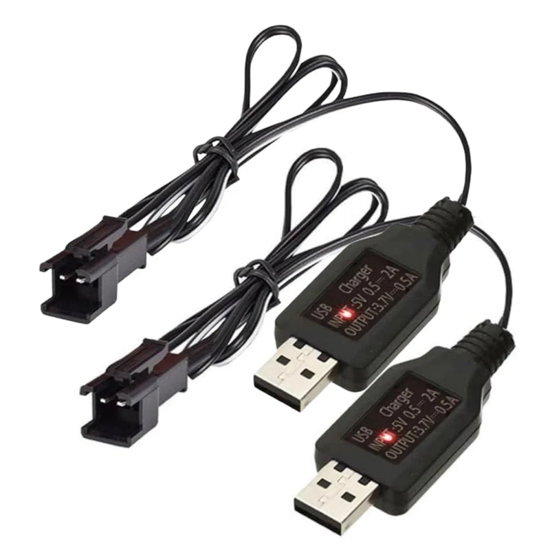 2 Pack 3.7V Lithium Battery Charger Cable USB to SM-2P Plug 3.7 Volt 2-Pack for Battery