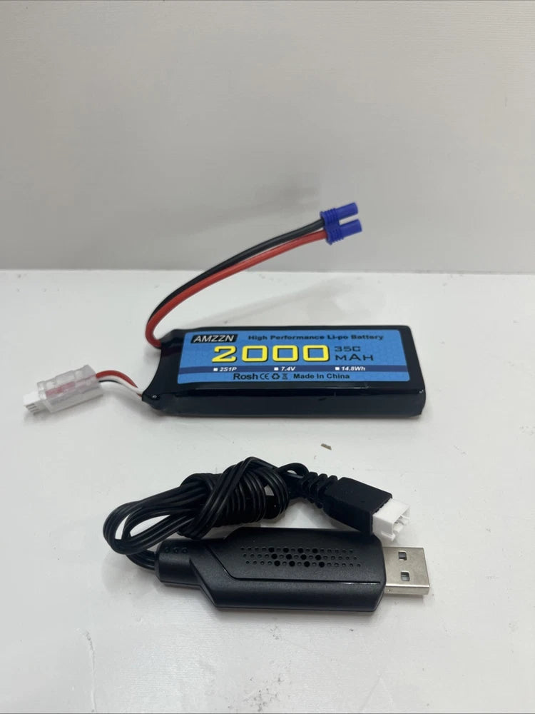 1PCS 2S Lipo Battery 7.4V 2000mAh 35C with XT30 Plug with USB Charging Cable Battery