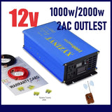 1000W/2000W Power Inverter Pure Sine Wave 12V to 120VAC Remote Converter NEW