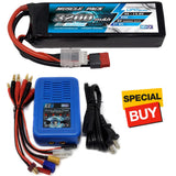 NHX Muscle Pack 4S 14.8V 3200mAh 50C Lipo Battery w/ DEANS / EZ6 Charger