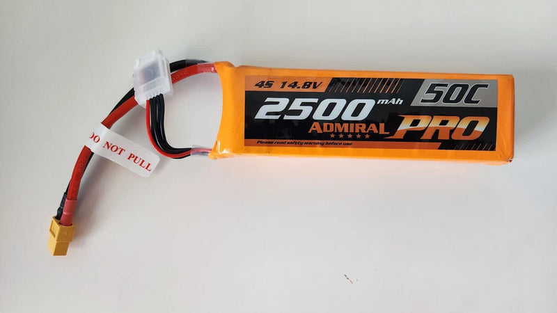Admiral Pro 2500mAh 4S 14.8V 50C LiPo Battery Battery