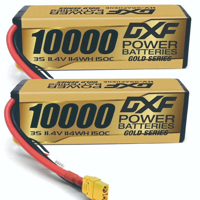 DXF 2PCS Performa Racing Graphene  Lipo 10000 11.4V 3S 150C Battery GOLDEN XT90