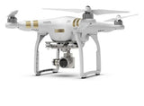 White quadcopter drone with camera gimbal, DJI Phantom 3 SE