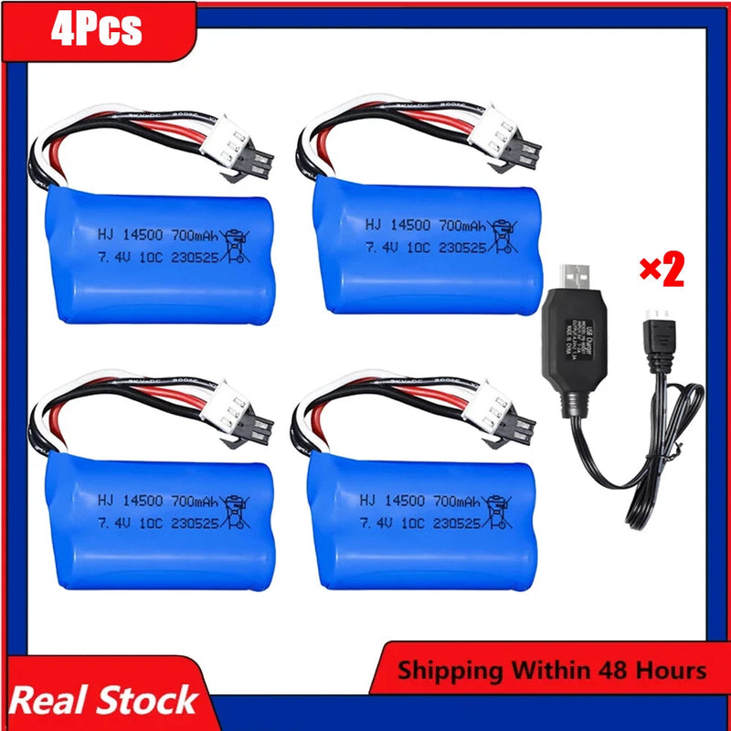 7.4v 10C 700mAh Battery 14500 Charger For MN45 WPL D12 RC Car Boat Gun Part Toys