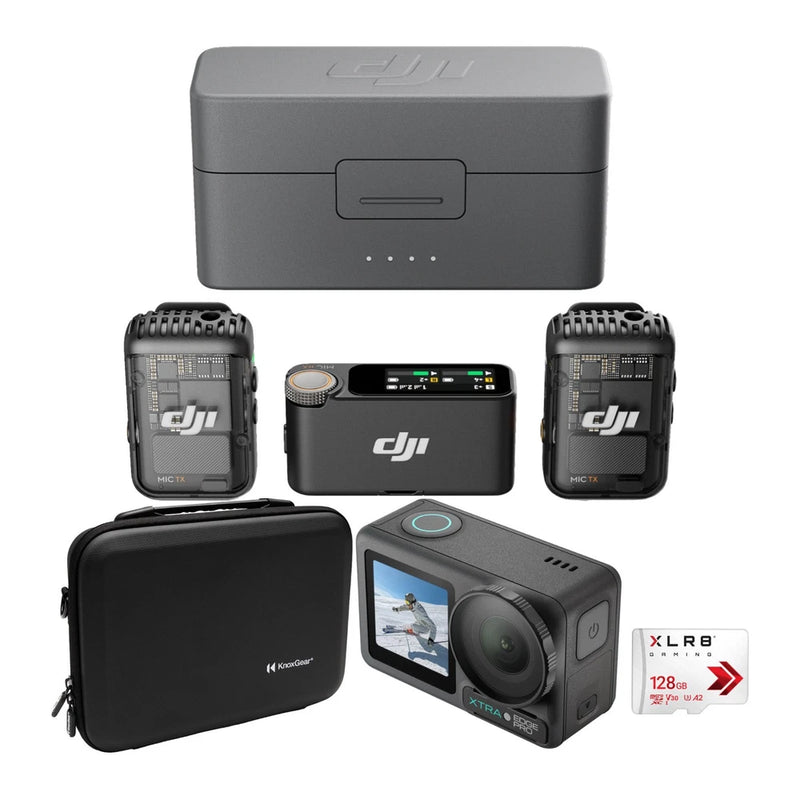 DJI Mic 2 with Action Camera, Memory Card, and Carrying Case Bundle
