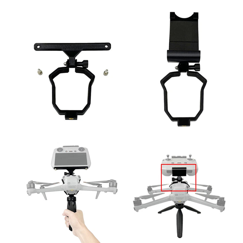 Handheld modification bracket accessory: black mounting frame with screws and top plate