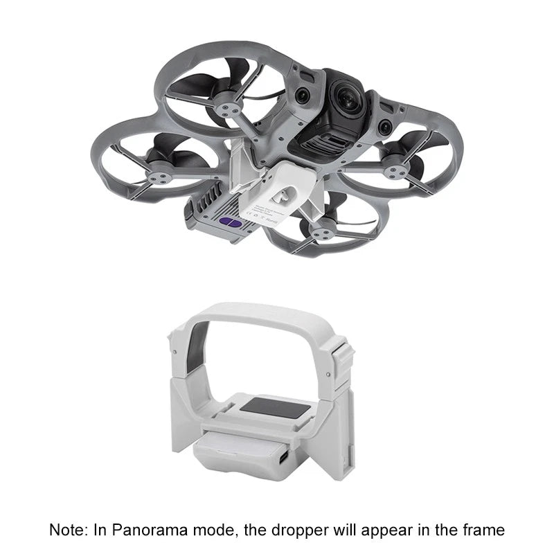 Drone gift dropper system for DJI Avata with gray throwing mechanism