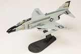Light gray F-4C Phantom II scale model aircraft on black display stand, side view