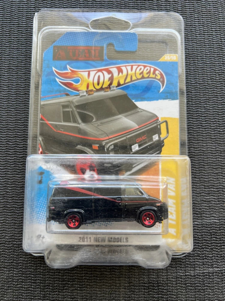 Hot Wheels 2011 New Models A-Team Vehicle GMC Vandura Van Black Red Stripe Case