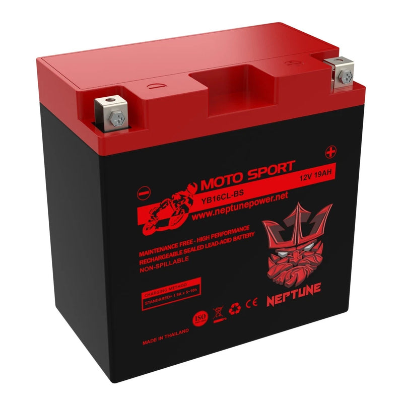 12V AGM sealed lead-acid battery, red and black with top terminals