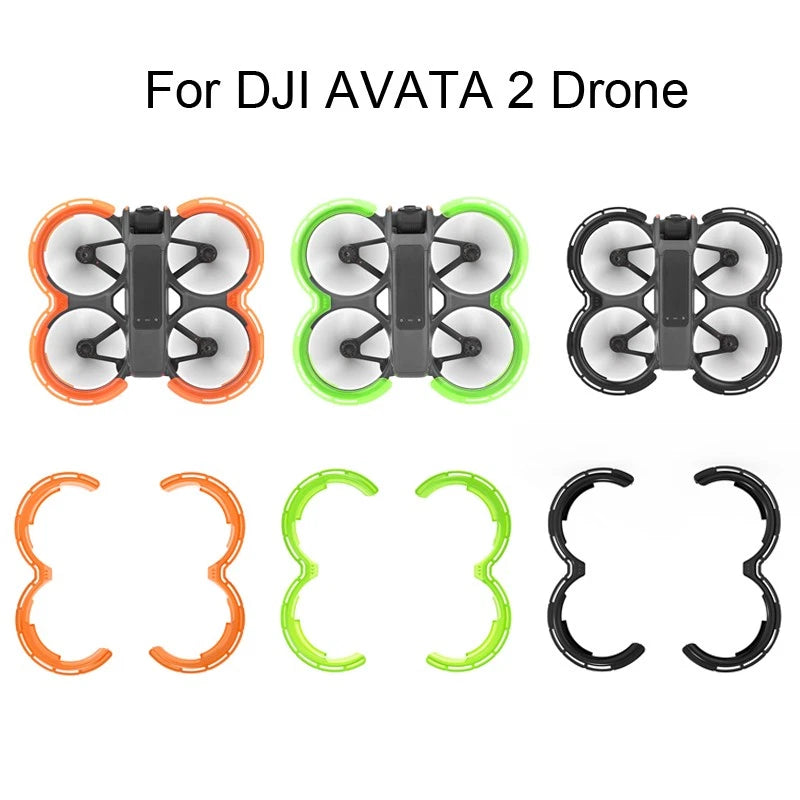 TPU propeller guard frames set with black center, orange and green outer rings