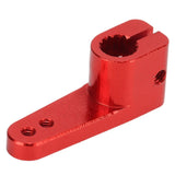 Red aluminum RC steering servo horn with 15T splined hole and two mounting holes