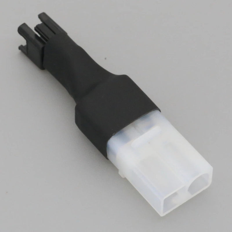 RC battery adapter plug, black housing with white Tamiya male connector