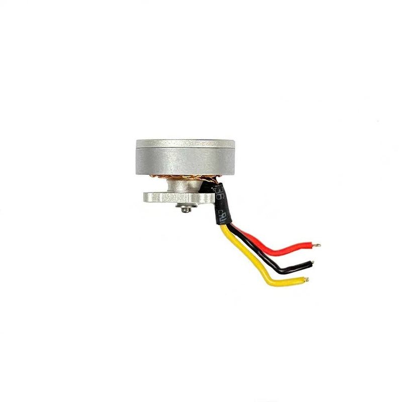 Brushless drone motor spare part with gray housing and red, black, yellow wires