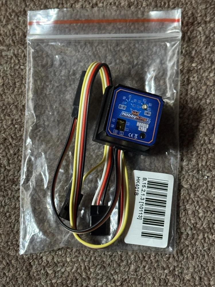 RC helicopter electronic gyroscope with blue module and three-color wire harness, sealed pack