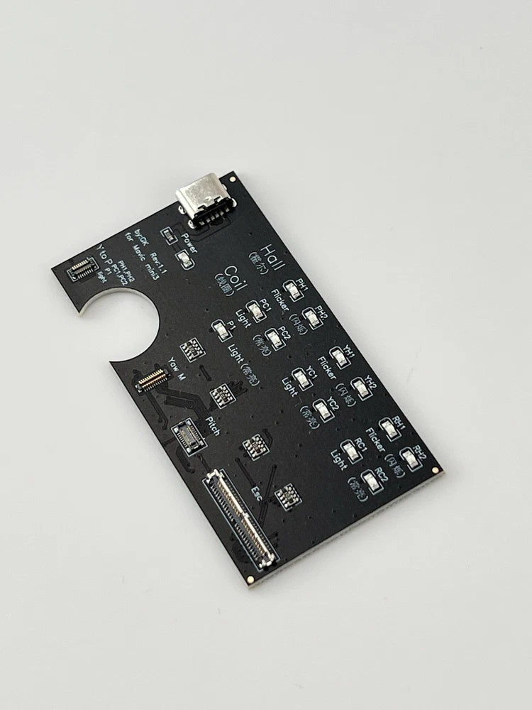 Gimbal motor test tool circuit board with ribbon cable and pin connectors