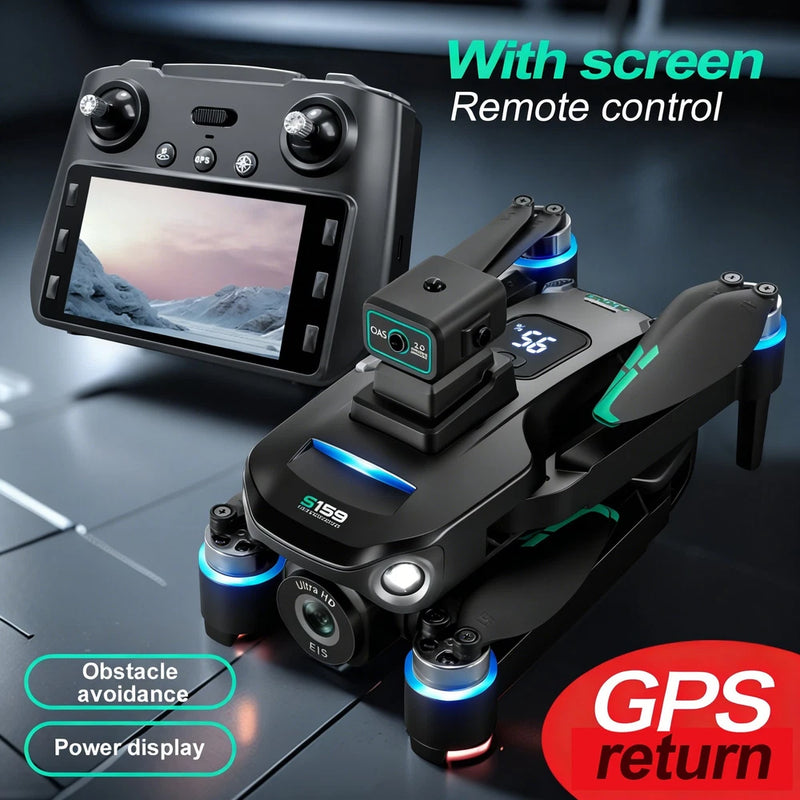 S159 Pro Drone 5.9" Screen FPV 4K Dual Camera Obstacle Avoidance Quadcopter