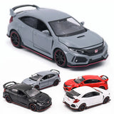 Honda Civic Type R 1/32 diecast model car, gray body with red trim and wheels