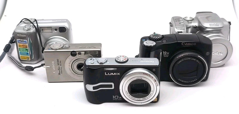 LOT 5: *AS IS* Digital Cameras FOR REPAIR DMC-TZ3, PC1035, PC1256, E4300, Z612