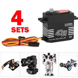 Digital RC servo motor with black housing, mounting bracket, and colored wiring harness