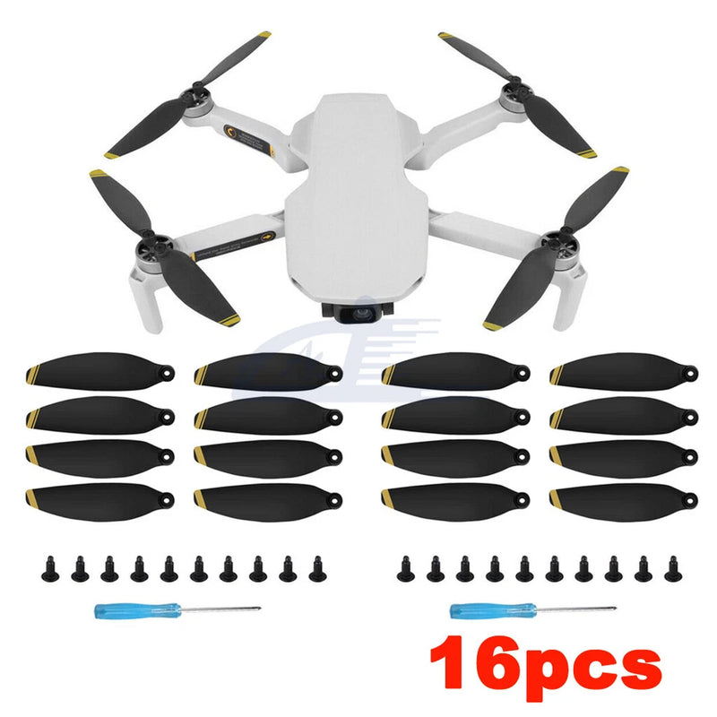 16pcs Low-Noise Propellers Blades RC Drone Props Black & Gold For DJI Mini 4K