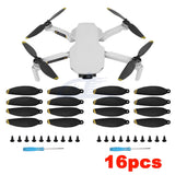 16pcs Low-Noise Propellers Blades RC Drone Props Black & Gold For DJI Mini 4K