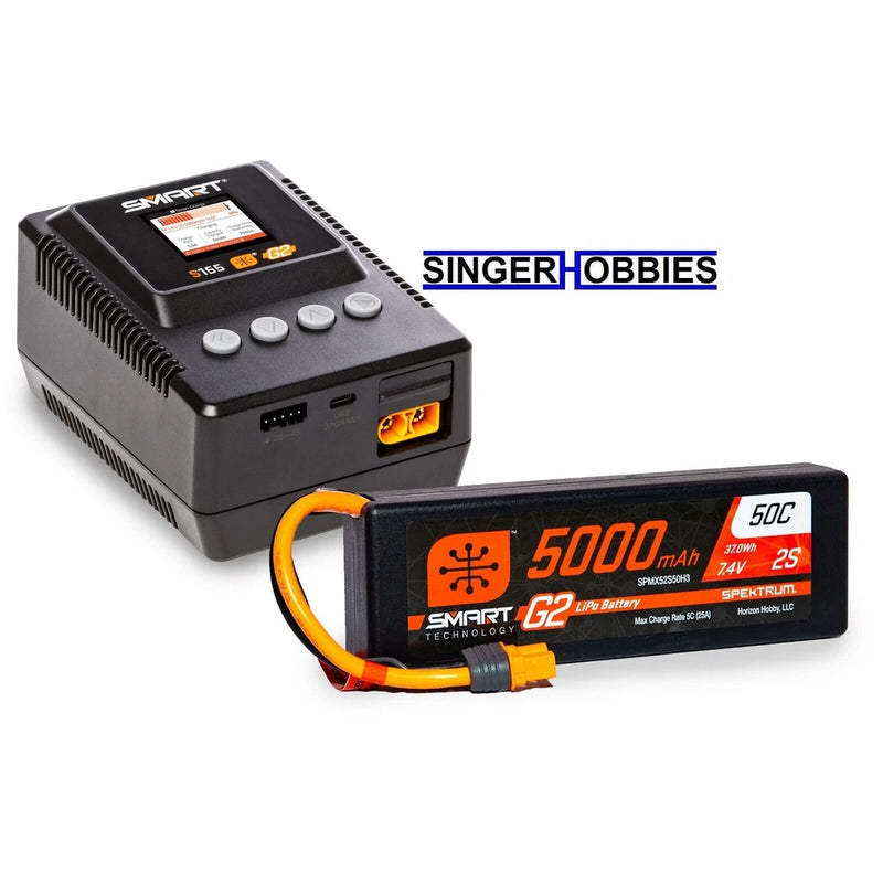 Spektrum SPMXBCB1 Powerstage Surface Bundle: 5000mAh 2S LiPo Battery IC3 S155 HH Battery