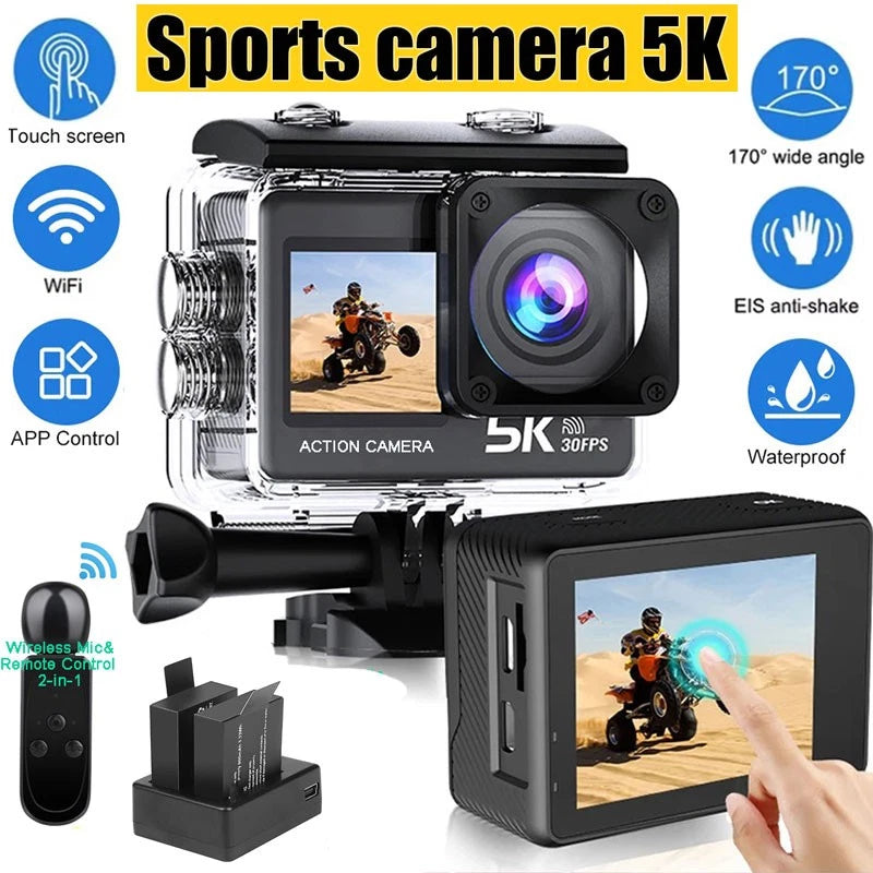 5K 4K EIS WIFI Action Camera Outdoors Bike Recorder Waterproof Motion Detection