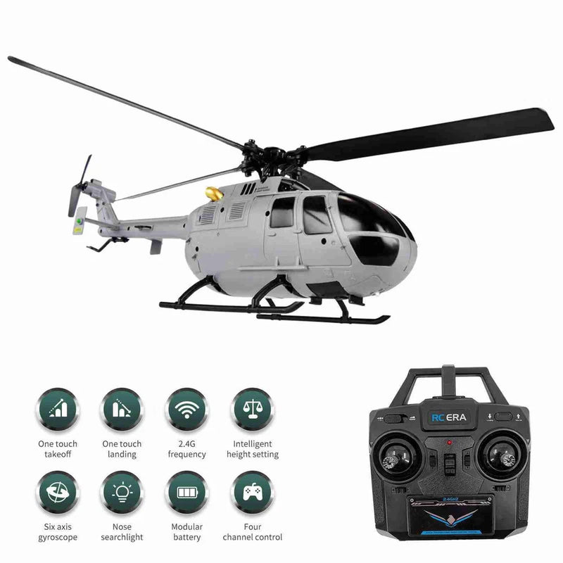 White RC single-propeller helicopter with 6-axis gyro and remote controller