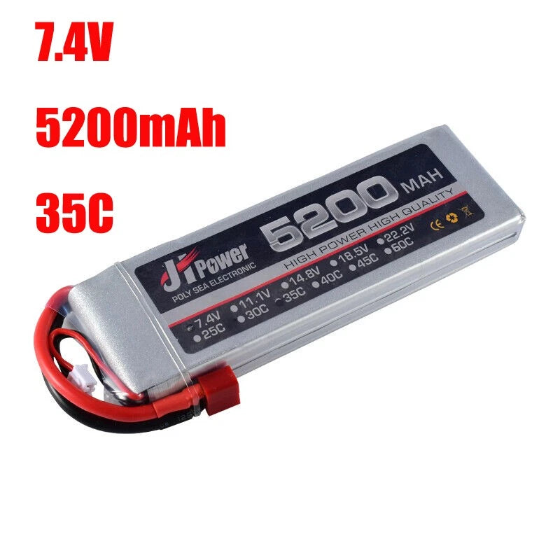 Battery 7.4V 5200mAh Lipo Battery Dean T Plug 2S 35C For RC Model Car Helicopter