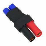 EC3 male to XT150 female adapter with black housing, blue plugs, and red connector tips
