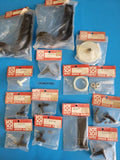 Vintage RC helicopter parts lot, multiple small pieces in labeled plastic bags