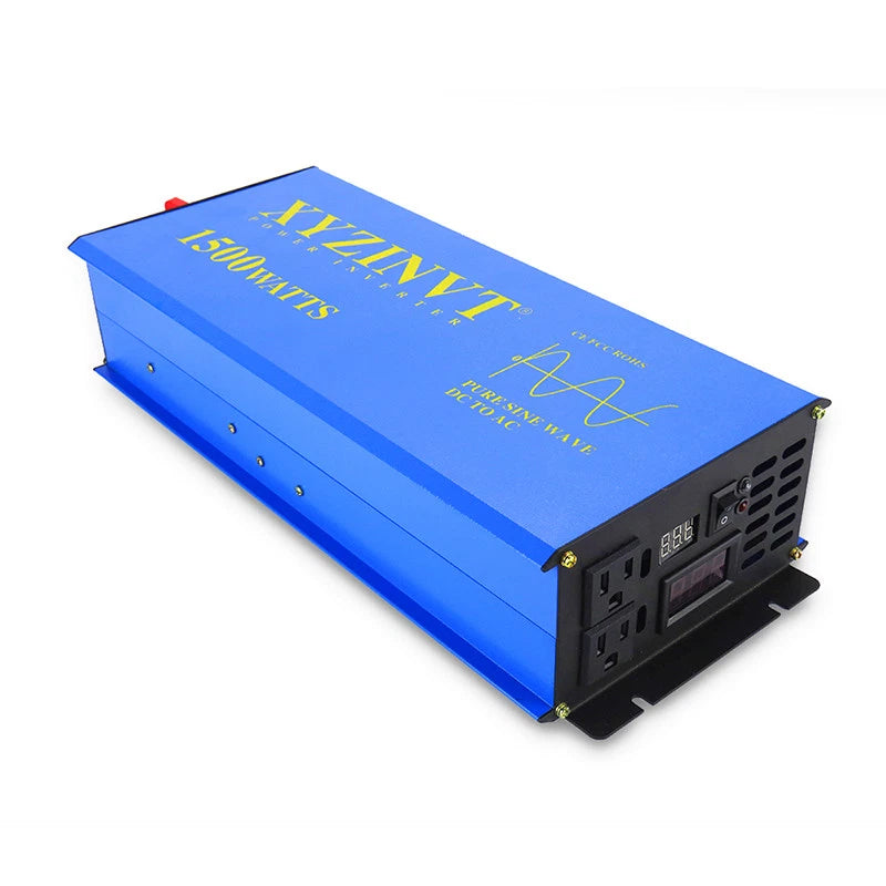 1500W Pure Sine Wave Power Inverter Convert 12V/24V to 120V/220V Remote Control Converter