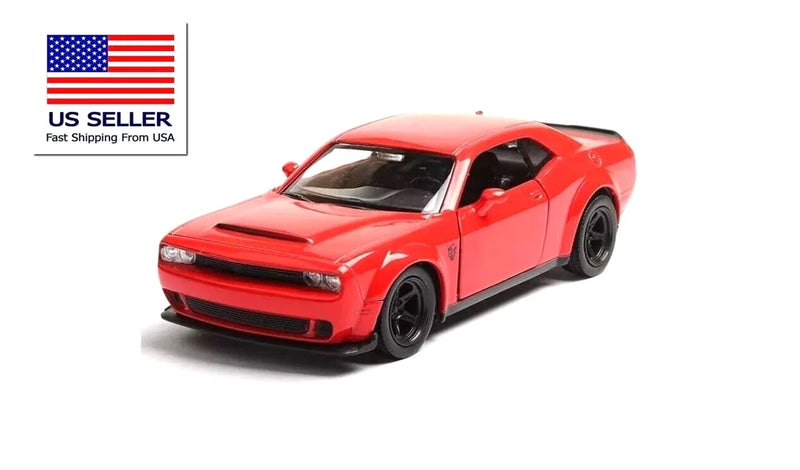 DODGE CHALLENGER SRT DEMON MUSCLE CAR ~1/36 RED DIECAST MODEL RARE VEHICLE GIFT