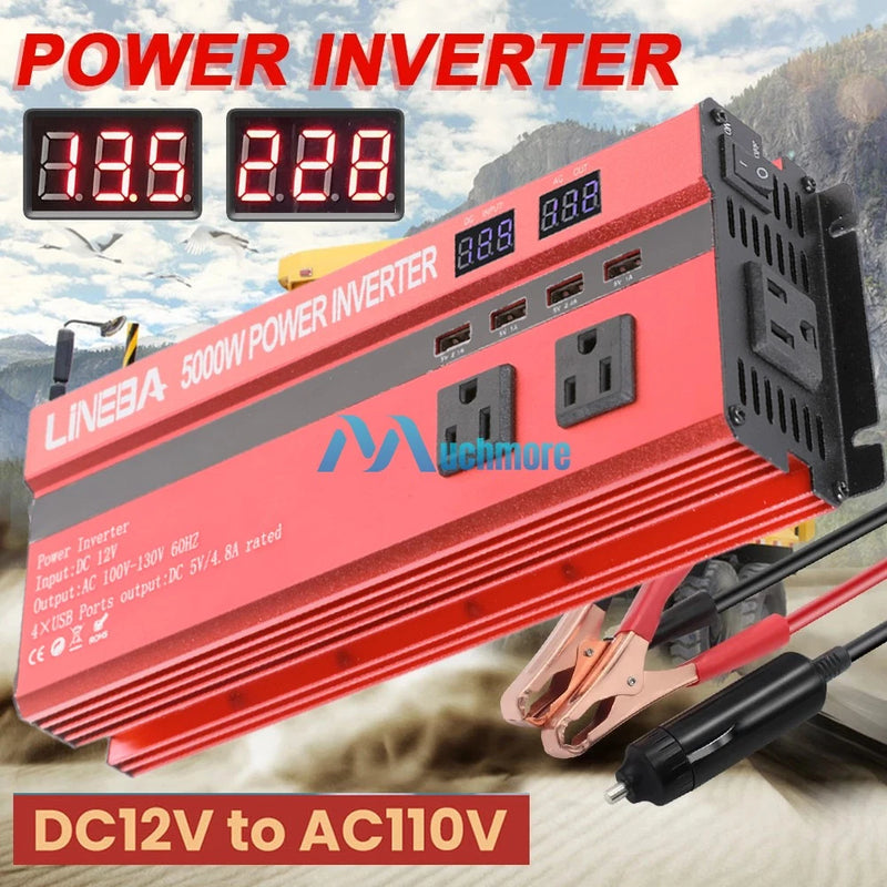5000W Power Inverters for Vehicles - DC 12v to 110v AC Car Inverter Converter