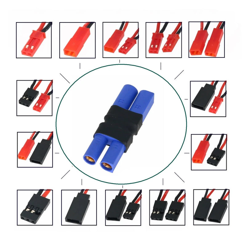 EC5 RC Battery Power Adapter Male Female JST JR Futaba in-line Connector LED FPV
