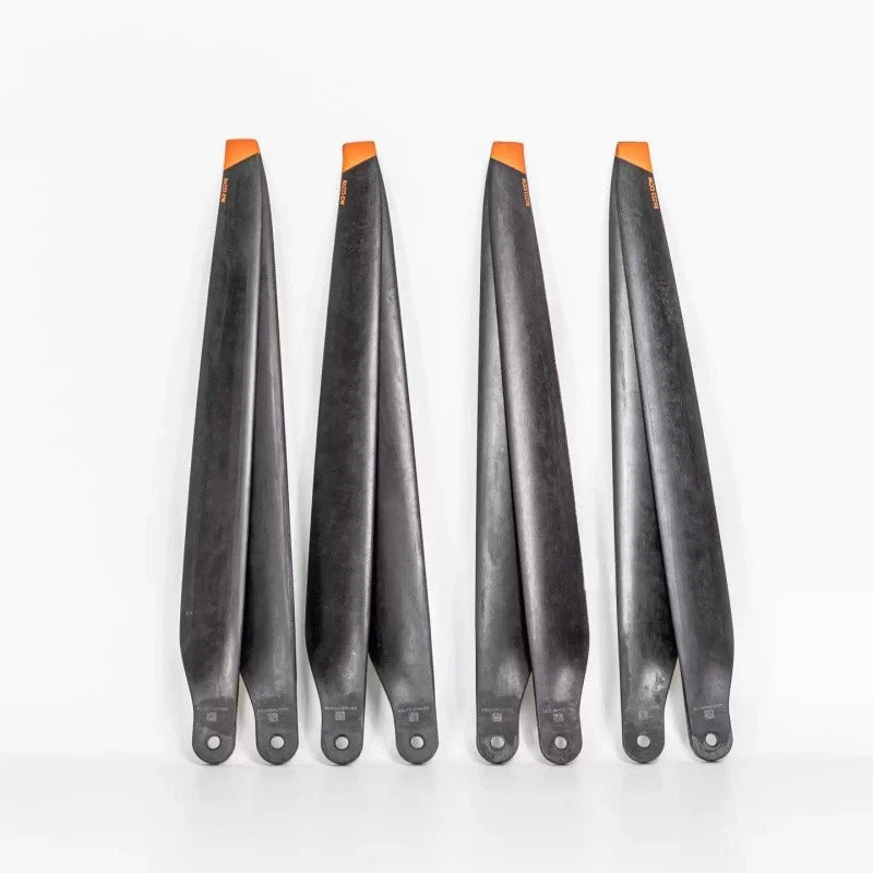 Drone propeller blades with orange tips