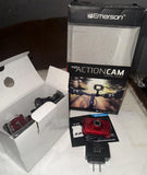 Emerson HD ActionCam Digital Video Camera Waterproof Red W/ Charger Mounts
