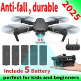 Foldable RC quadcopter drone with 4K camera, controller, and extra batteries